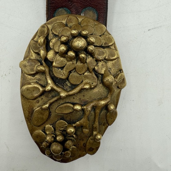 Stephen Burr Flowers Solid Brass MCM 70s Modern Signed/dated Vintage Belt Buckle - Picture 4 of 14